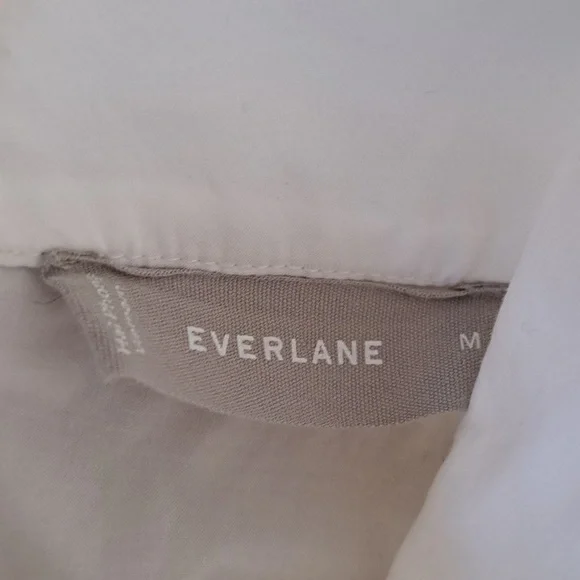 Everlane Womens White Cotton Smocked Neck Baby Doll Tunic Blouse Puff Sleeves MD - Picture 7 of 9